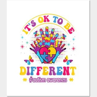 It's Ok To Be Different Autism Awareness Puzzle Pieces Posters and Art